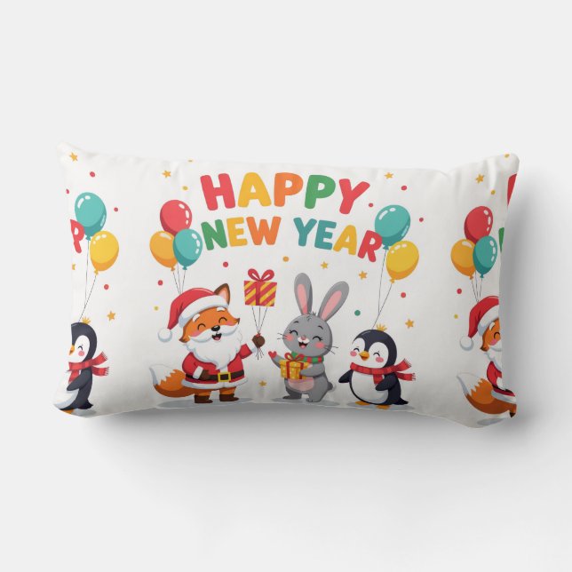 Almofada Lombar Ho Ho Ho Holiday Fun Throw Pillow-New Year (Verso)