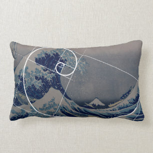 Almofada Lombar Hokusai encontra Fibonacci, relação dourada