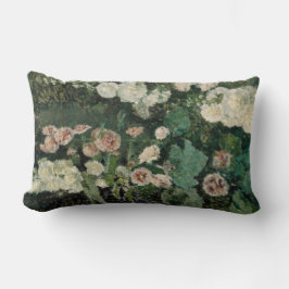 Almofada Lombar Hollyhock Rosa Flowers (por Marià Fortuny)