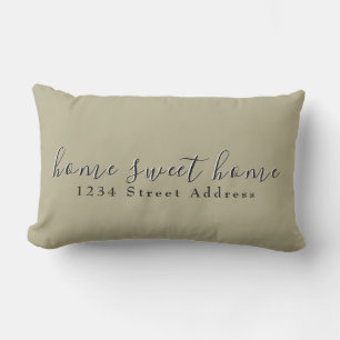Almofada Lombar Home & Address do Home Sweet   Script   Sage Green