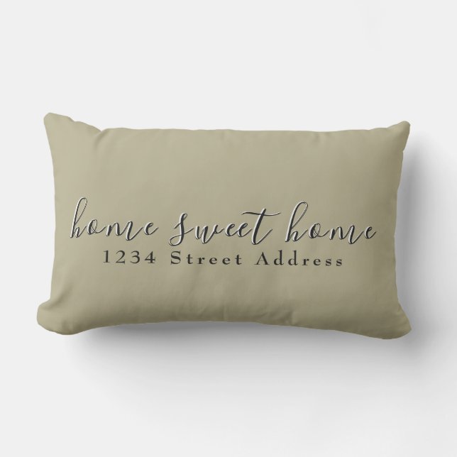 Almofada Lombar Home & Address do Home Sweet | Script | Sage Green (Frente)