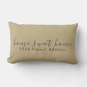 Almofada Lombar Home & Address do Home Sweet   Script   Tom e pret