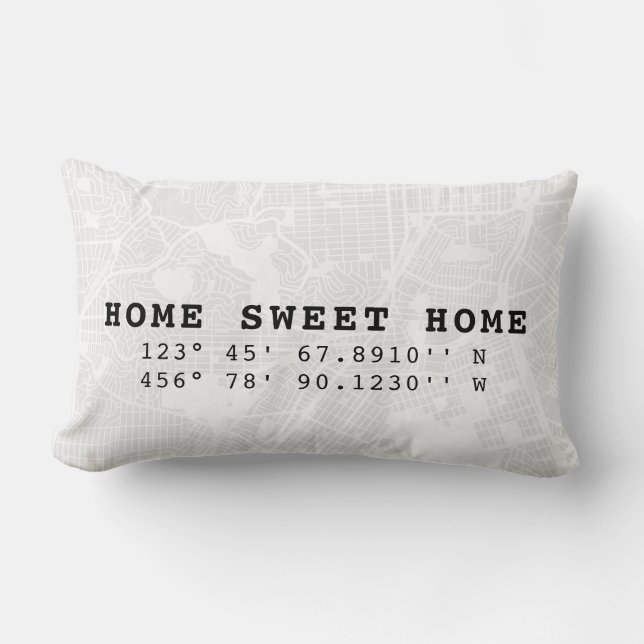Almofada Lombar Home Sweet Home | Mapear e personalizar coordenada (Frente)