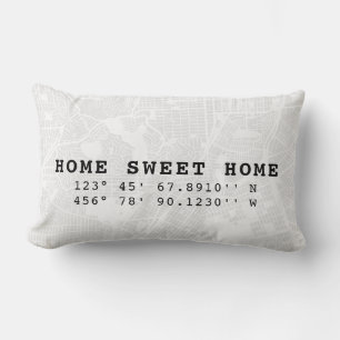 Almofada Lombar Home Sweet Home Mapear e personalizar coordenadas