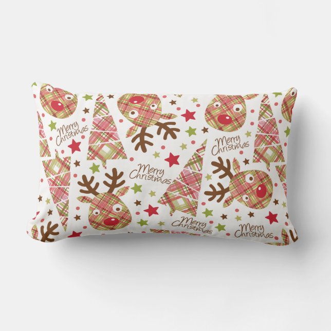 Almofada Lombar Homespun Patchwork Feliz Natal (Frente)