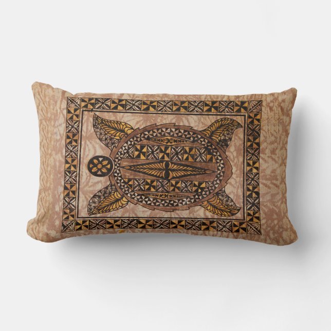 Almofada Lombar Honu Primitive Hawaiian Tapa (Frente)