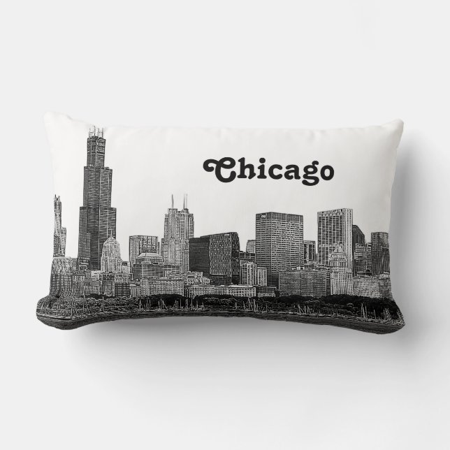 Almofada Lombar Horizonte de Chicago Gravado (Frente)