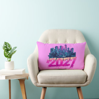 Almofada Lombar Horizonte de Cyberpunk 2027 Grafite Neon