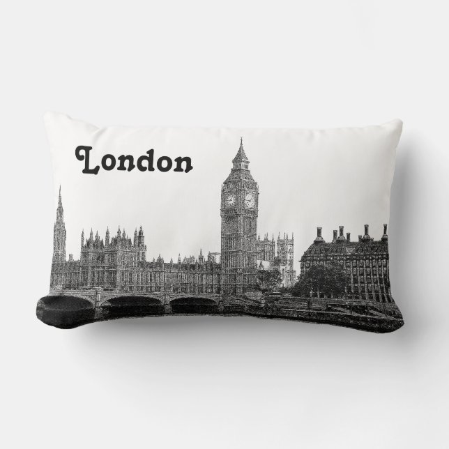 Almofada Lombar Horizonte de Londres Inglaterra Reino Unido Gravad (Frente)