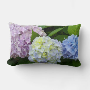 Almofada Lombar Hortênsias Elegantes roxo azul rosa floral