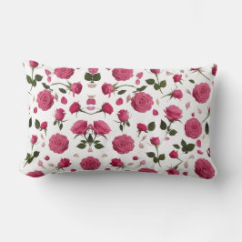 Almofada Lombar Hot Pink 3D Rose Pattern Throw Pillow