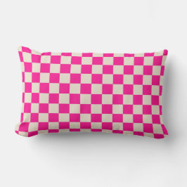 Almofada Lombar Hot pink and tan checkerboard pattern