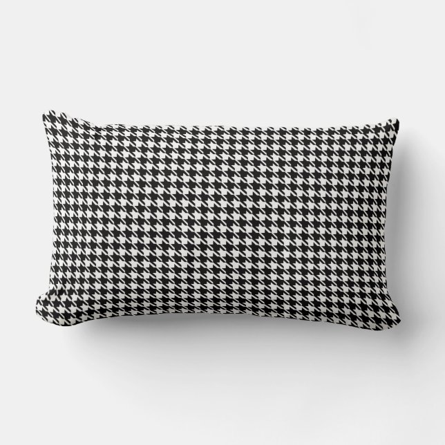 Almofada Lombar Houndstooth pequeno branco preto Checkered (Frente)