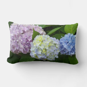 Almofada Lombar Hydrangeas, flores rosa, flores roxas azuis