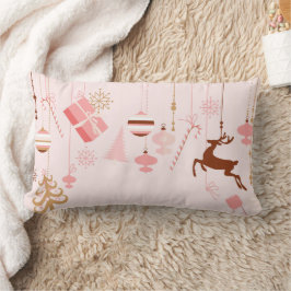Almofada Lombar Ícones de Natal cor-de-rosa decorativos