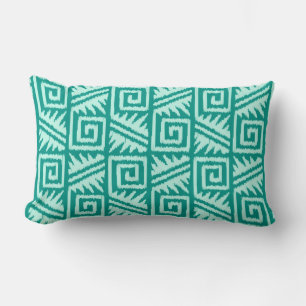 Almofada Lombar Ikat Asteca Tribal - Turquesa e Água