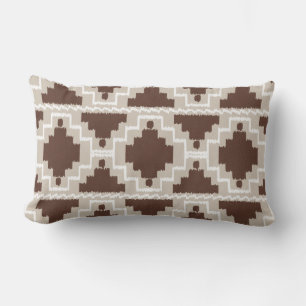 Almofada Lombar Ikat Aztec Tribal - Chocolate Castanho e Taupe