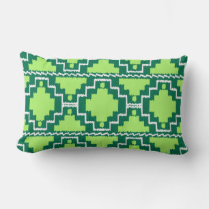 Almofada Lombar Ikat Aztec Tribal - Floresta e Verde limão