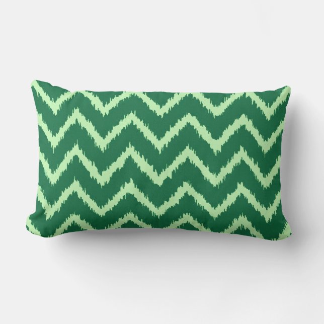 Almofada Lombar Ikat Chevron - Pinho e verde claro (Frente)