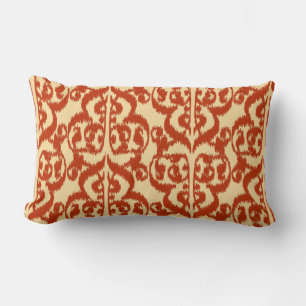 Almofada Lombar Ikat Moorish Damask - Laranja mandarina
