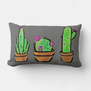 Almofada Lombar Ilustração Cactus Trio