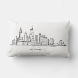 Almofada Lombar Ilustração da paisagem urbana de Chicago IL