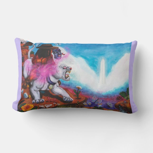 Almofada Lombar Ilustração de Aquarela O Menino Anda Branco Liones (Frente)