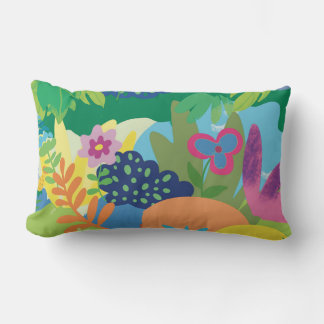 Almofada Lombar Ilustração floral tropical, flores de verão