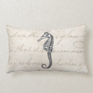 Almofada Lombar Ilustração havaiana do cavalo de mar dos 1800s d