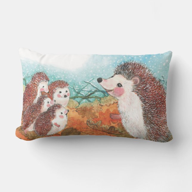 Almofada Lombar Ilustração Hedgehogs (Frente)