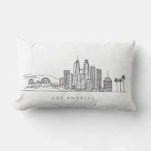 Almofada Lombar Ilustração Minimalista do Horizonte de Los Angeles