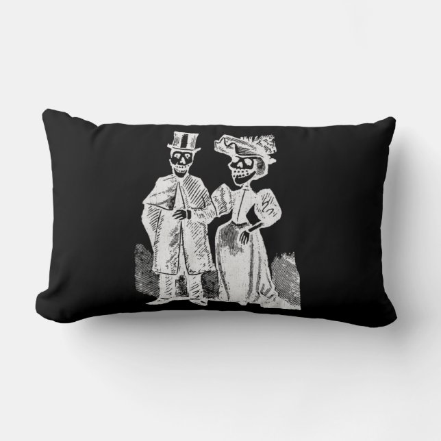 Almofada Lombar Ilustração Tradicional de Casal Calavera Posada (Frente)