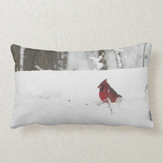 Almofada Lombar Imagem cardinal da neve do inverno do pássaro