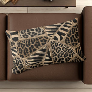 Almofada Lombar Impressão animal - Leopardo e Zebra - ouro pastoso