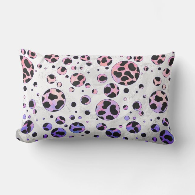 Almofada Lombar Impressão de Bolinhas preto e rosa Dalmático (Frente)