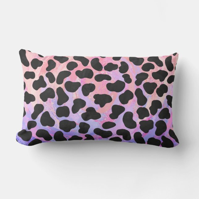 Almofada Lombar Impressão Preta e Rosa Dalmata (Frente)