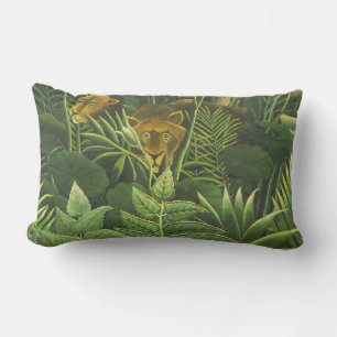 Almofada Lombar Impressão Vintage de Leão na Selva Tropical de Hen