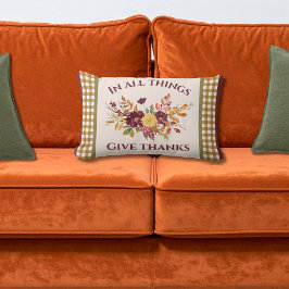 Almofada Lombar In All Things Give Thanks Autumn Floral