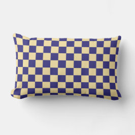 Almofada Lombar Indigo and butter checkerboard pattern