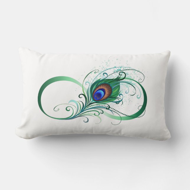 Almofada Lombar Infinity Symbol with Peacock Feather (Frente)