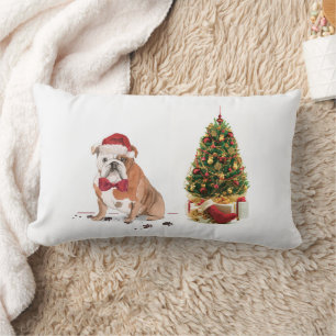 Almofada Lombar Inglês Buldogue Engraçado Cachorro de Natal com Ár