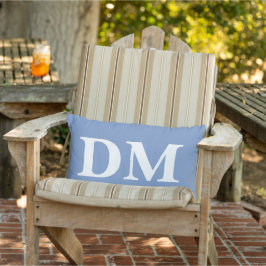 Almofada Lombar Iniciales modernas Fundo azul elegante Minimalista