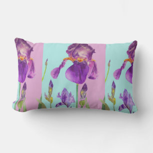 Almofada Lombar Iris Aquarela Flor Púrpura Cushion Flor