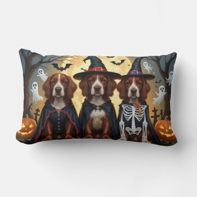 Almofada Lombar Irish Red Setter Dogs Pumpkin Halloween Engraçado (Frente)