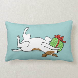 Almofada Lombar Jack feliz Russell Terrier com presente do Natal
