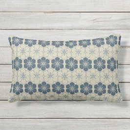 Almofada Lombar Japão. Flores Azuis.