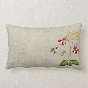 Almofada Lombar Jardim botânico do colibri floral doce do vintage