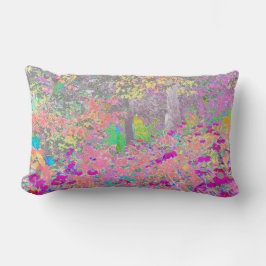 Almofada Lombar Jardim de Aquarelas Sunrise com Flores Roxas