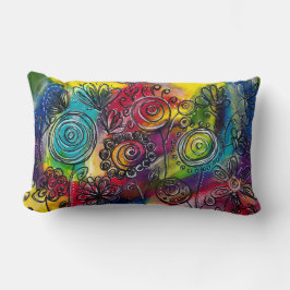 Almofada Lombar Jardim de Flor Colorida Whimsical