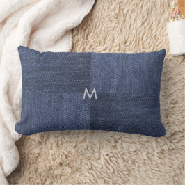 Almofada Lombar Jeans de denim azuis modernos monogramados